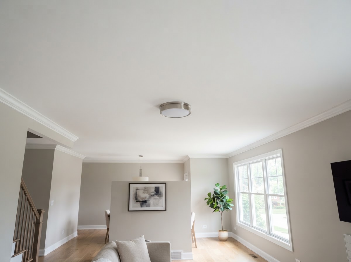 Smooth refinished ceiling in a Park Ridge residential interior