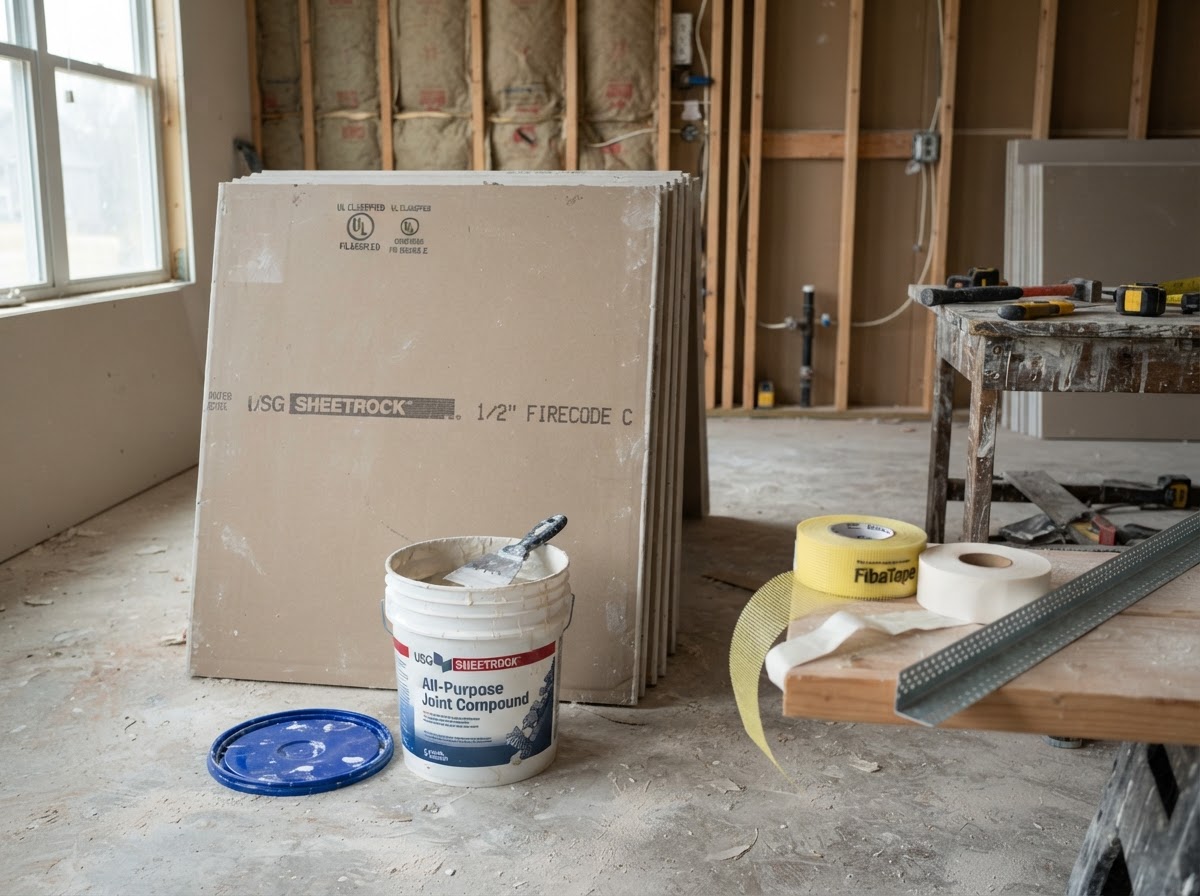 Drywall materials used for professional wall and ceiling finishing