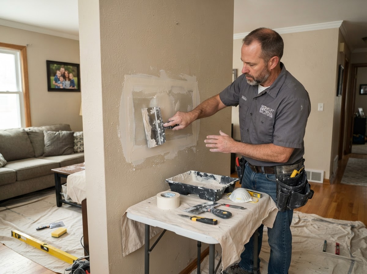 Drywall repair contractor working in Lincolnwood Illinois