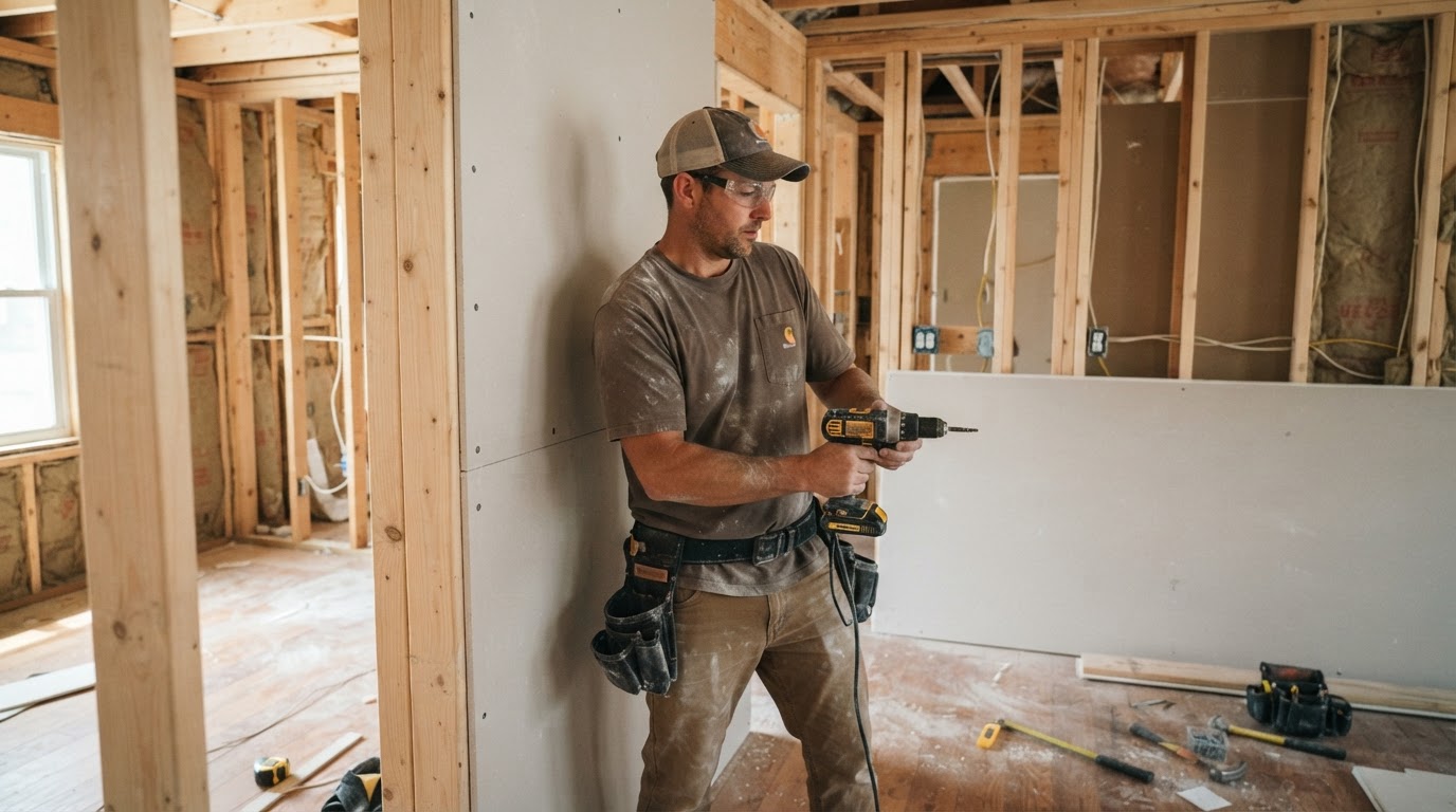 Drywall installation contractor working in Morton Grove Illinois