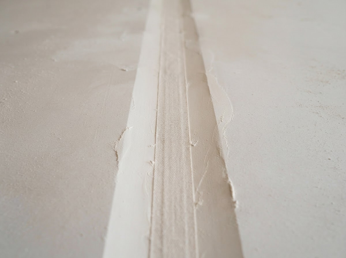Paper joint tape embedded in drywall compound