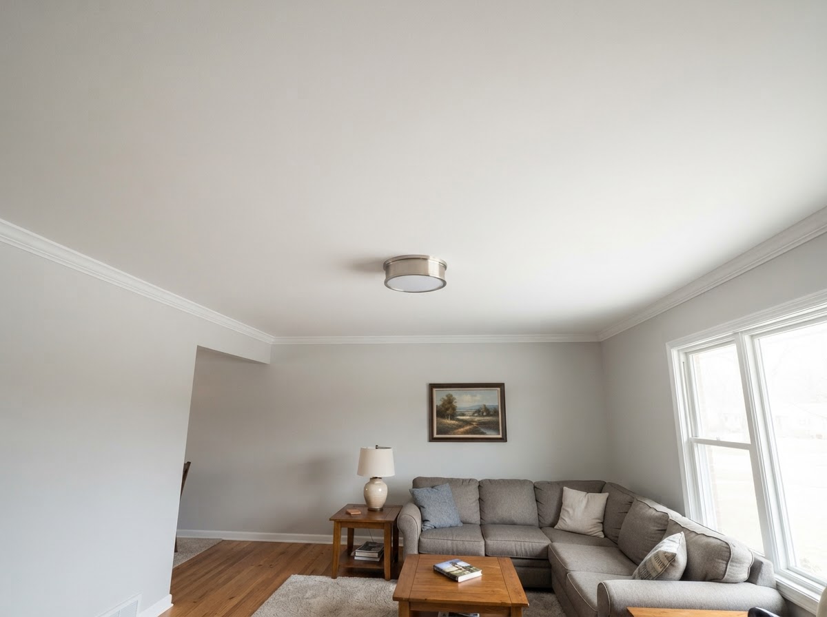 Smooth refinished ceiling in a Morton Grove residential interior