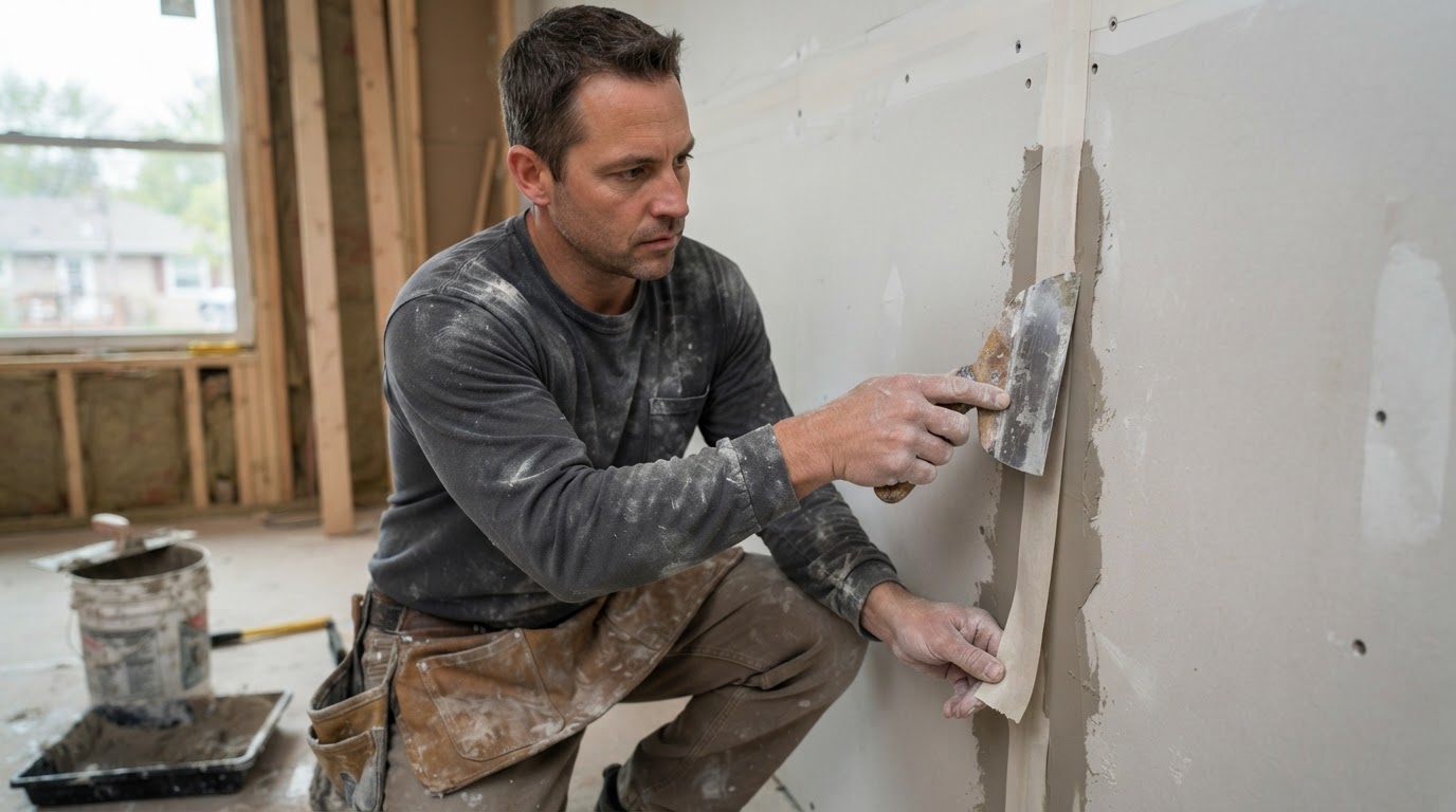 Drywall taping and mudding contractor working in Niles Illinois
