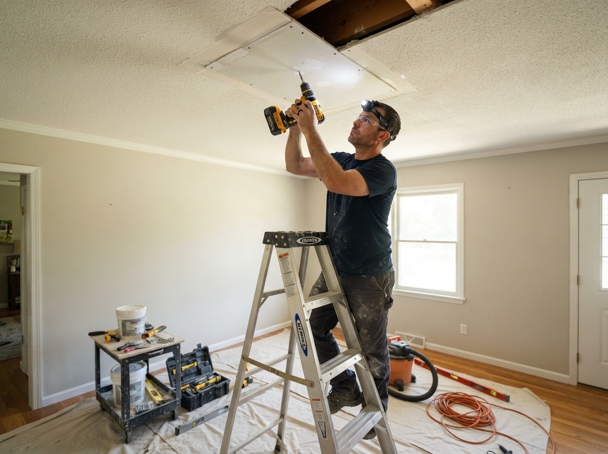 Ceiling drywall repair for a home in Niles Illinois