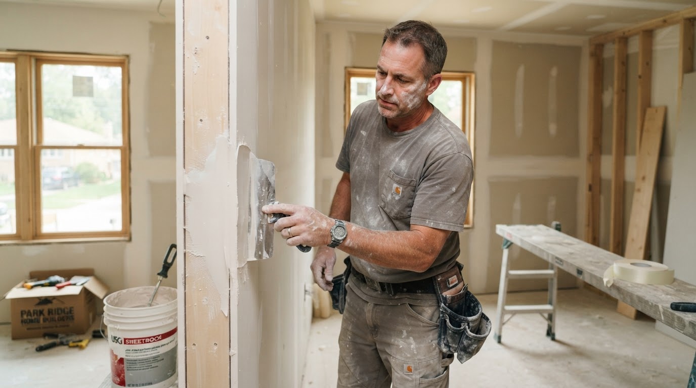 Drywall finishing contractor working in Park Ridge Illinois