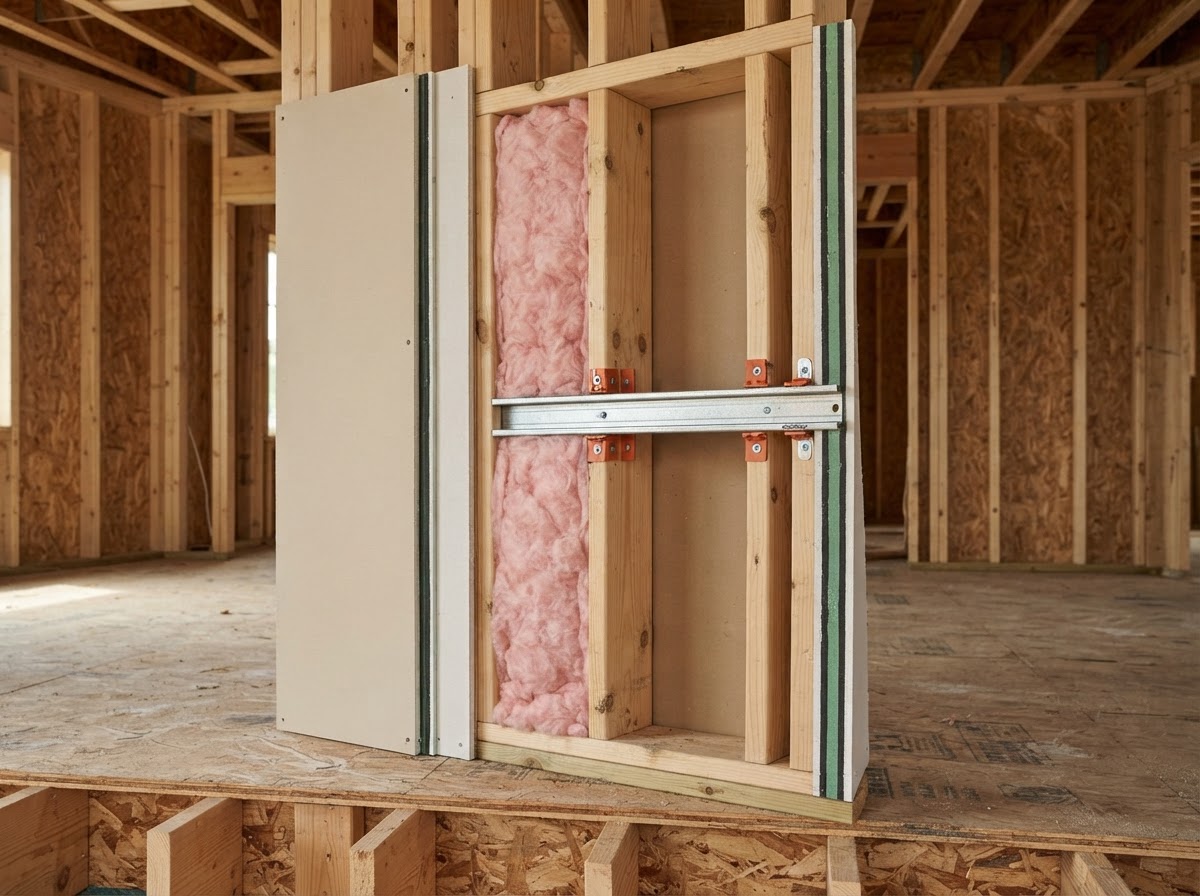 Multi-layer drywall wall assembly designed to reduce sound transfer