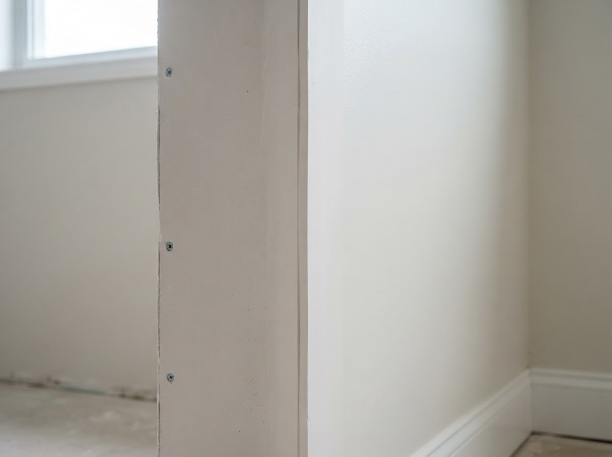 Replaced drywall blended into the surrounding finished wall