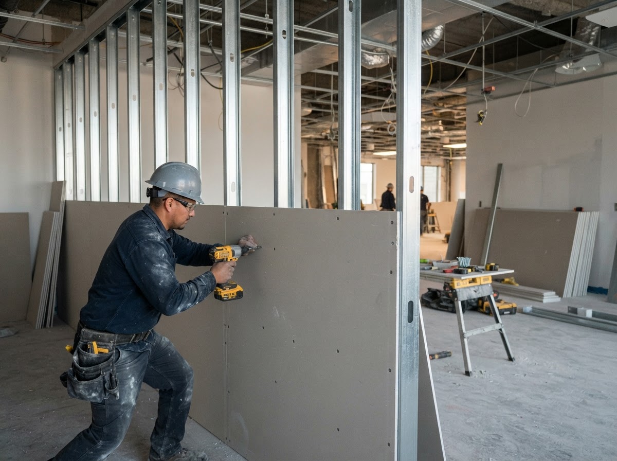 Commercial drywall installation for a Des Plaines business interior