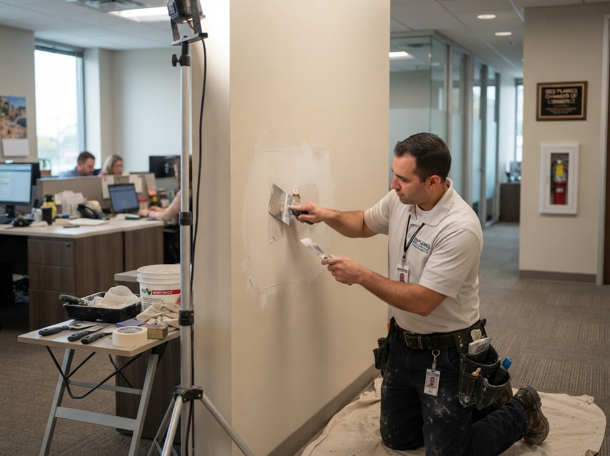 Commercial drywall wall repair in Des Plaines Illinois