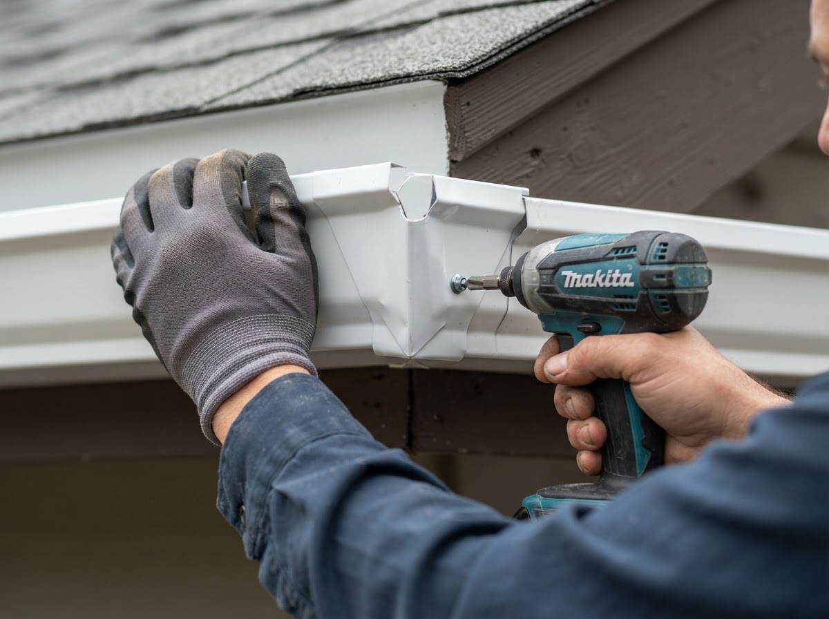Professional gutter installation workmanship detail