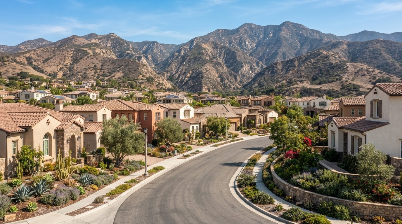 Homes and foothill setting in Temescal Valley California