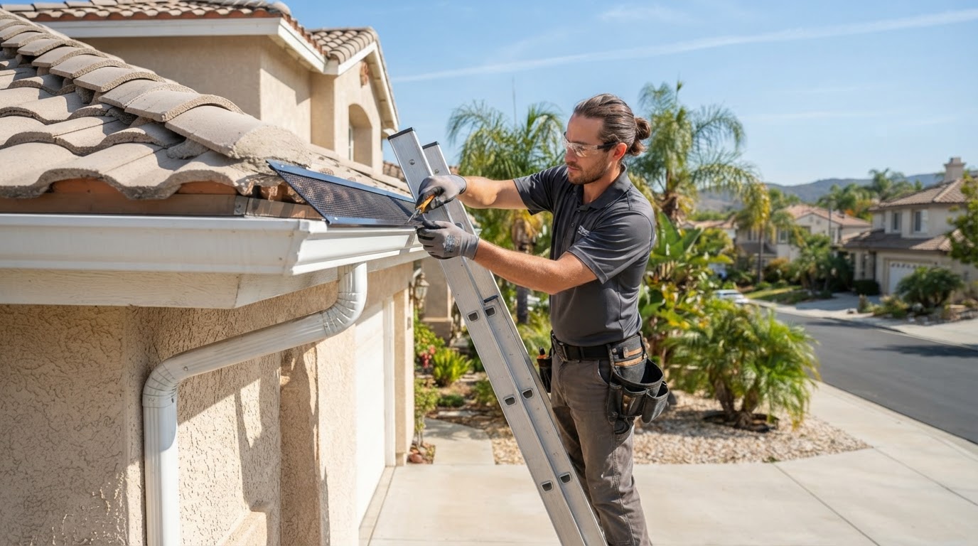 Gutter guard installation in Temescal Valley California