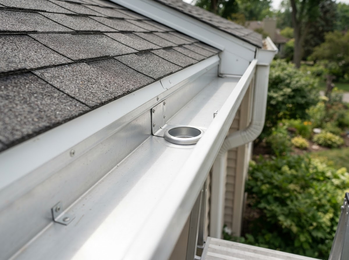 Clean residential gutter outlet after service