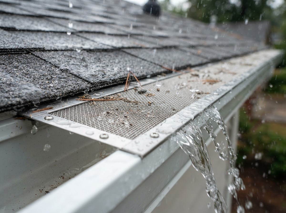 Micro-mesh gutter guard installation on a Temescal Valley home