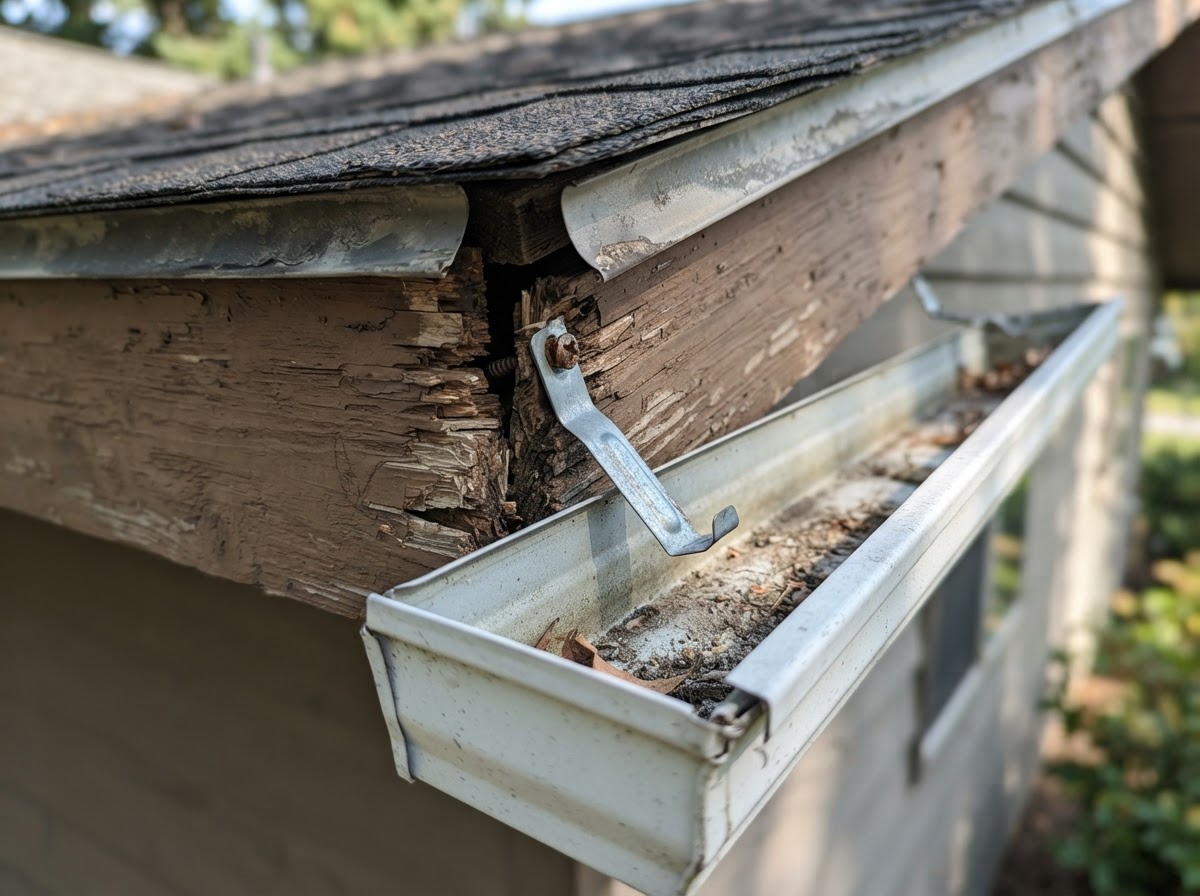 Loose gutter hanger requiring professional repair
