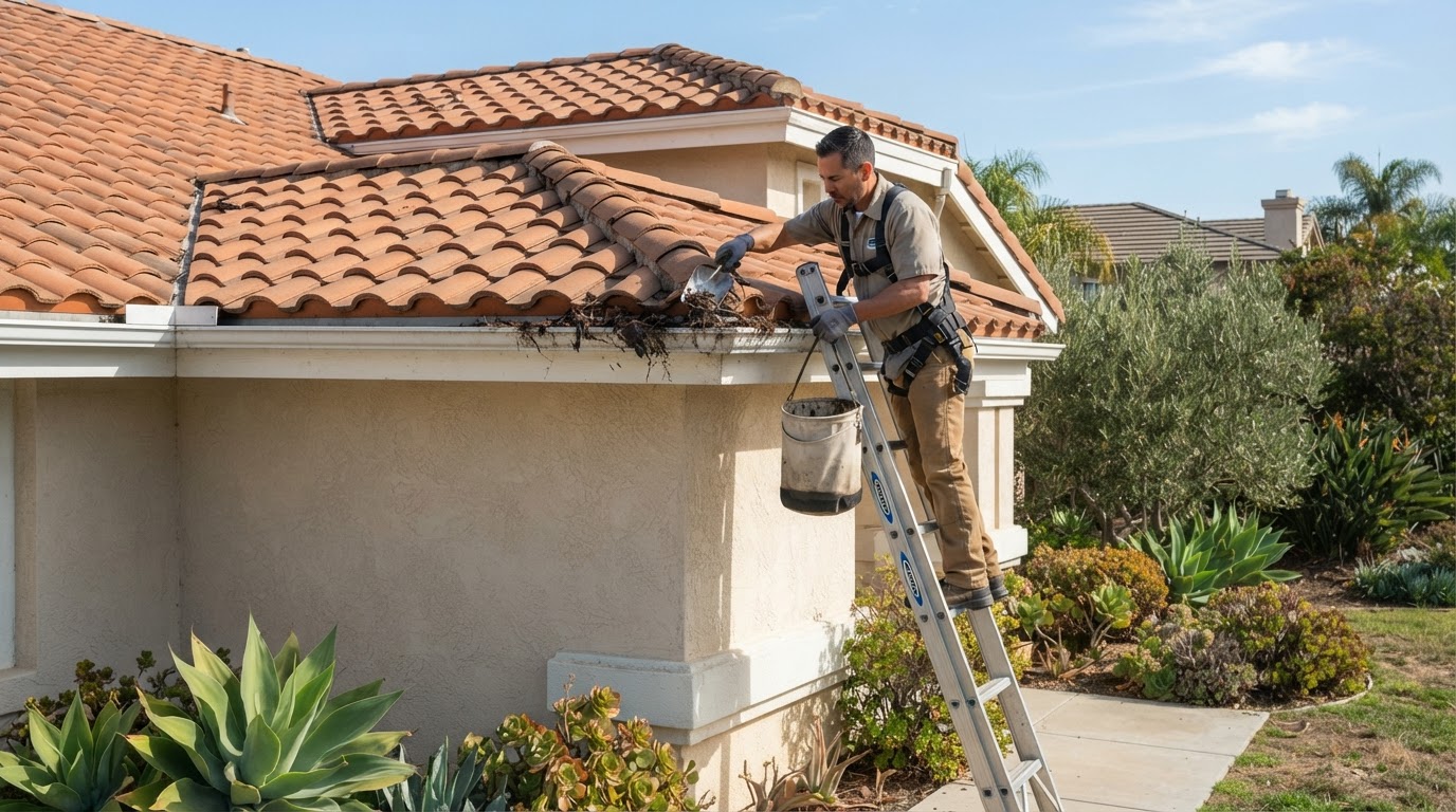 Professional gutter cleaning in Temescal Valley California