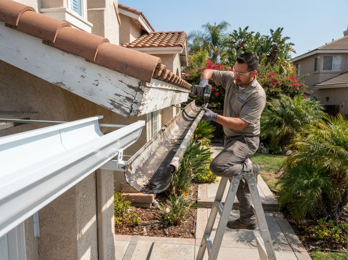 Residential gutter replacement in Temescal Valley CA