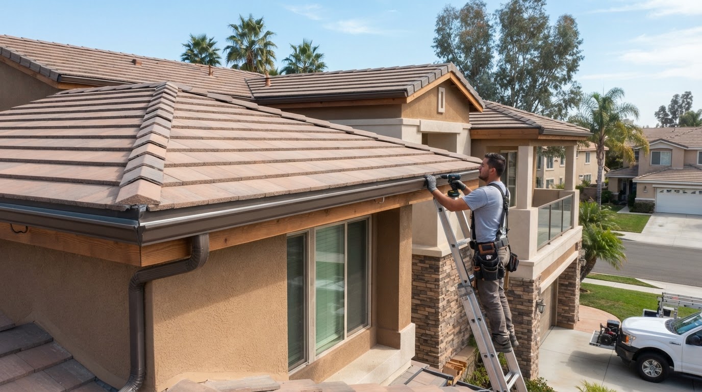 Seamless gutter installation in Eastvale California