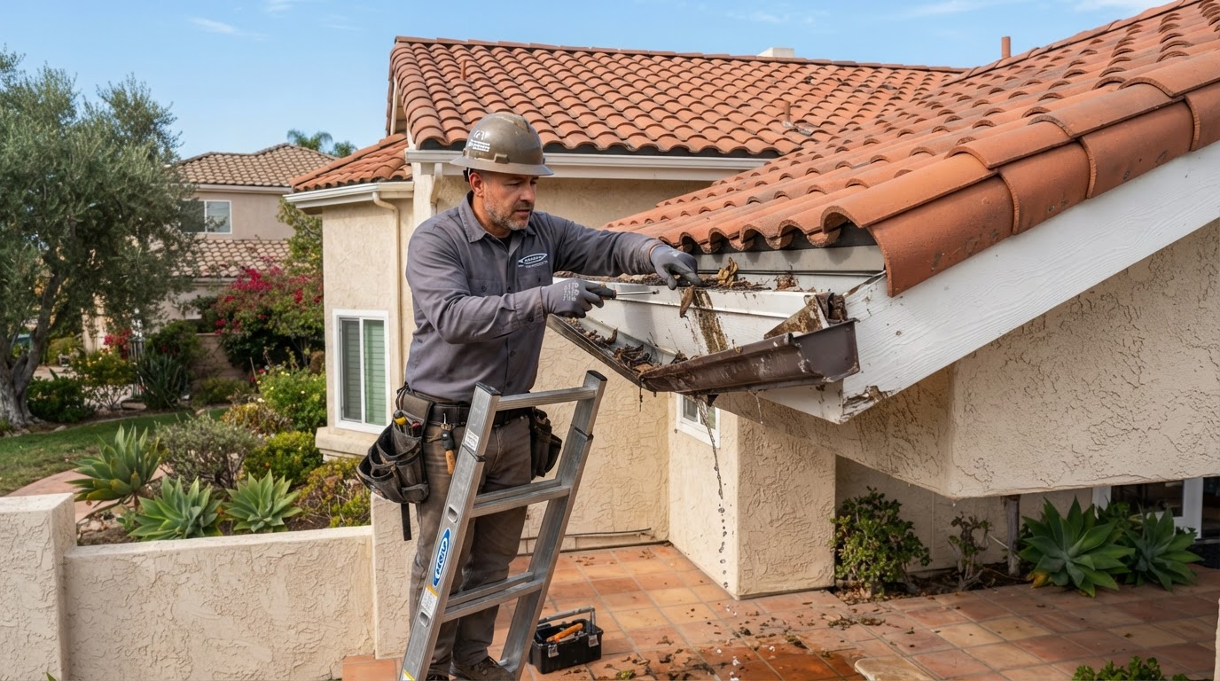 Gutter repair inspection in Temescal Valley California