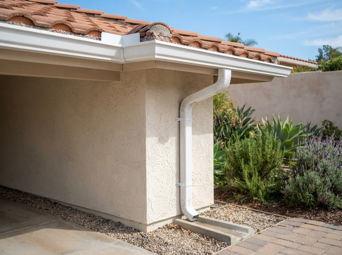 Residential gutter and downspout drainage system
