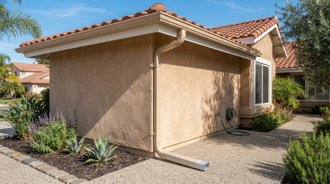 Downspout installation on a Perris California residential home