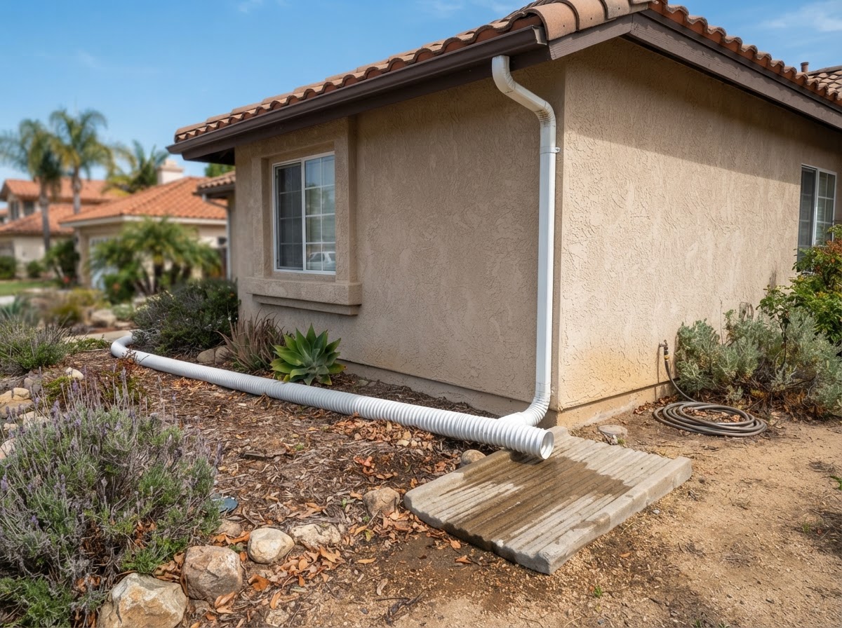 Residential downspout extension and discharge detail