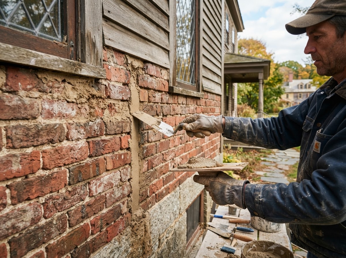 Repointing older brick masonry in Hopedale Massachusetts