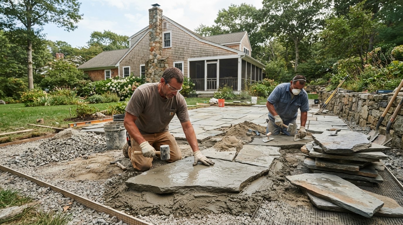 Patio installation in Milford Massachusetts
