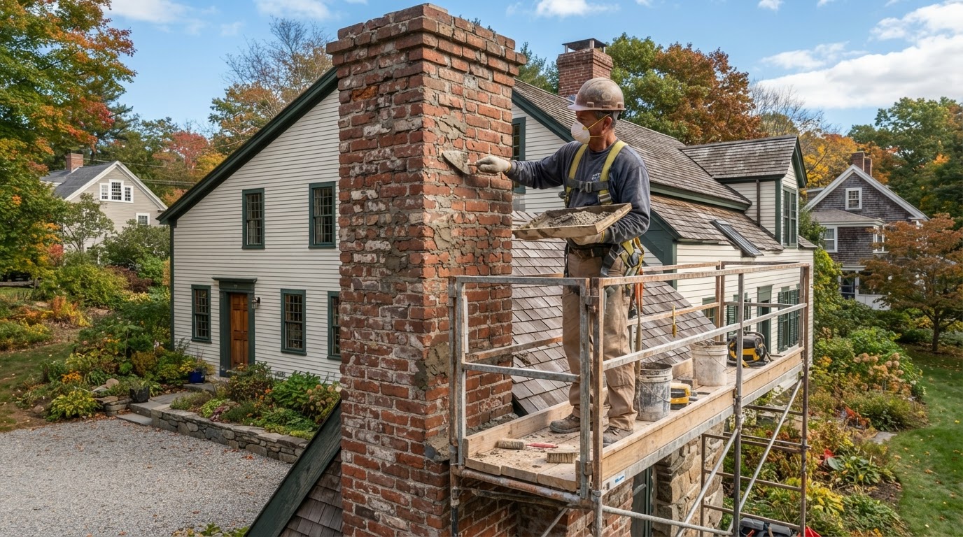Chimney repointing in Milford Massachusetts