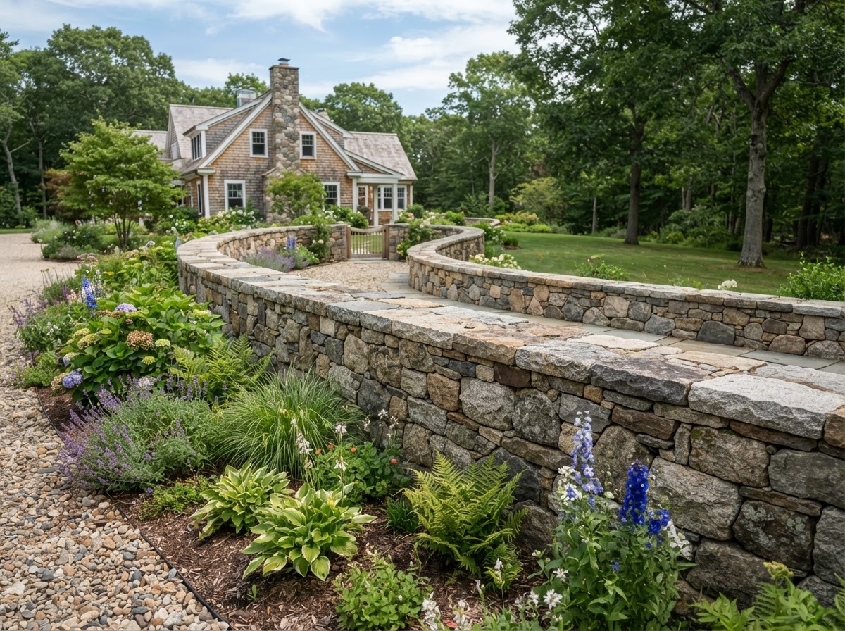 Natural stone wall masonry in Milford MA