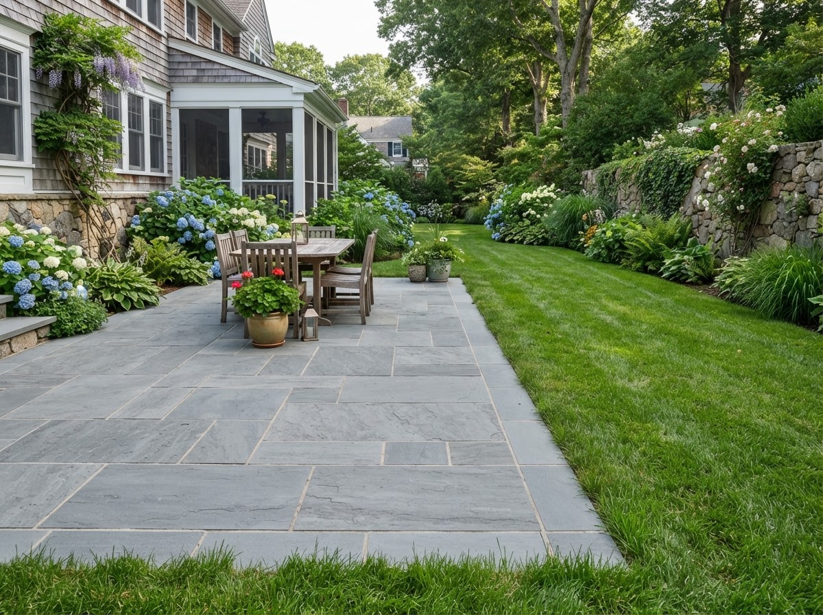 Bluestone patio masonry at a Medway area home