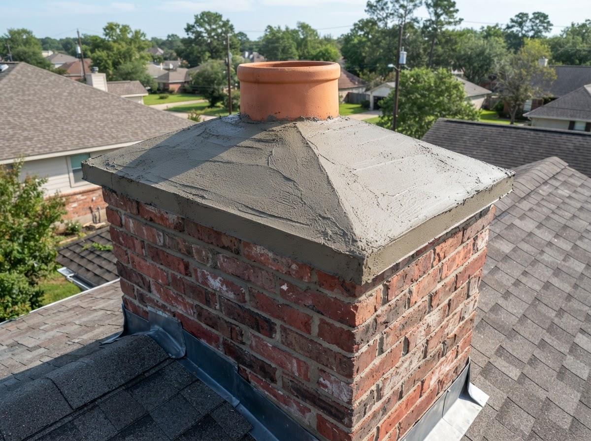 Chimney crown repair on a residential brick chimney in Medway