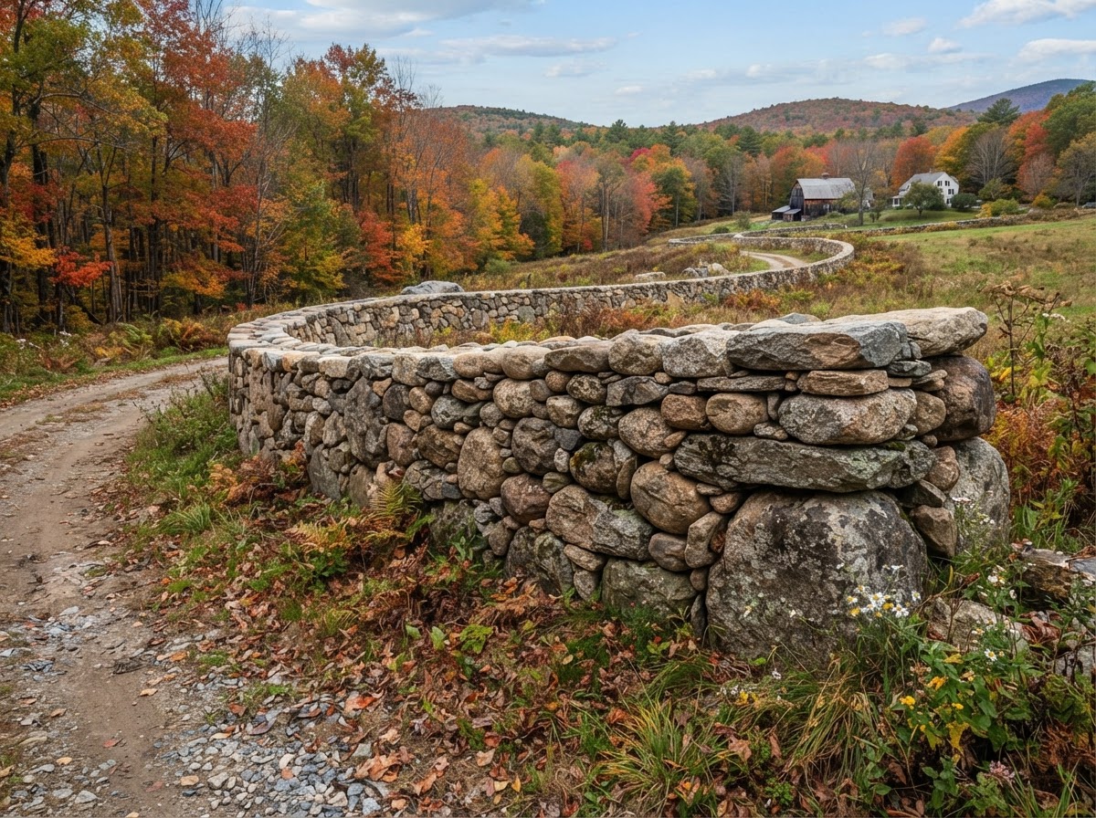 Natural stone wall masonry in Hopkinton Massachusetts