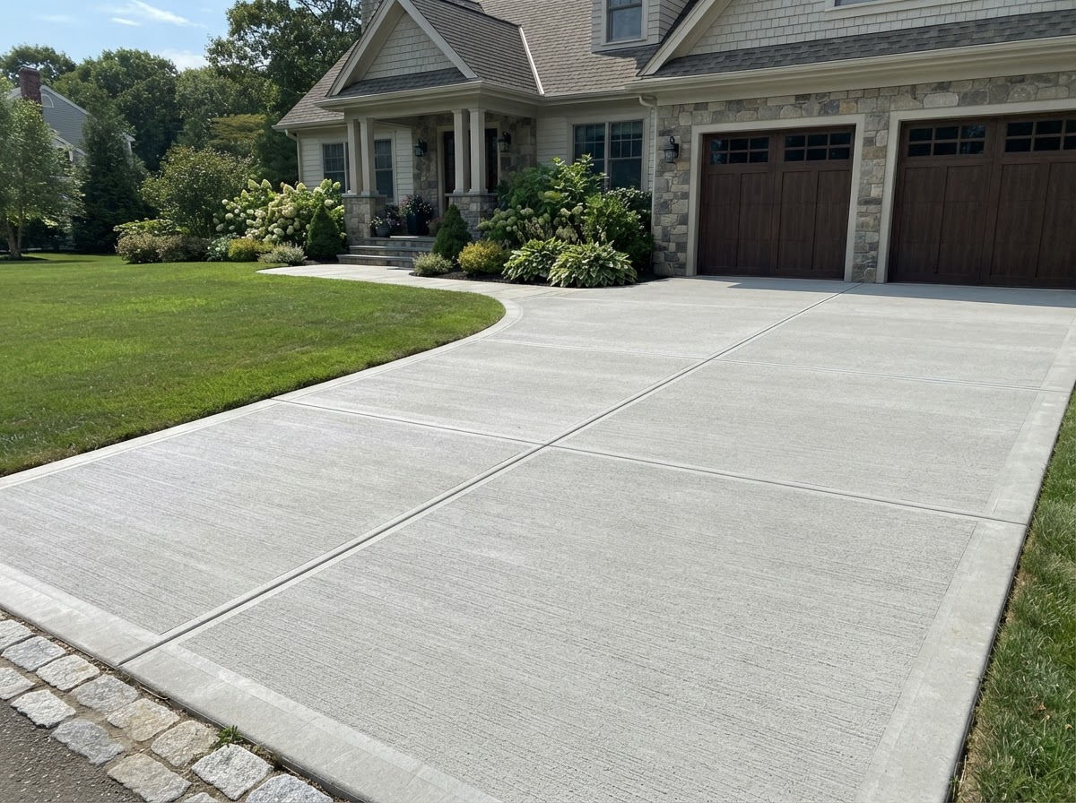 Finished concrete driveway surface at a Milford area home