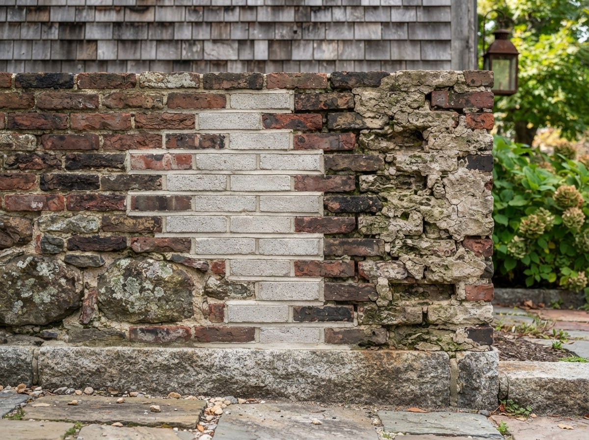 Older brick and stone masonry context on a Franklin area property