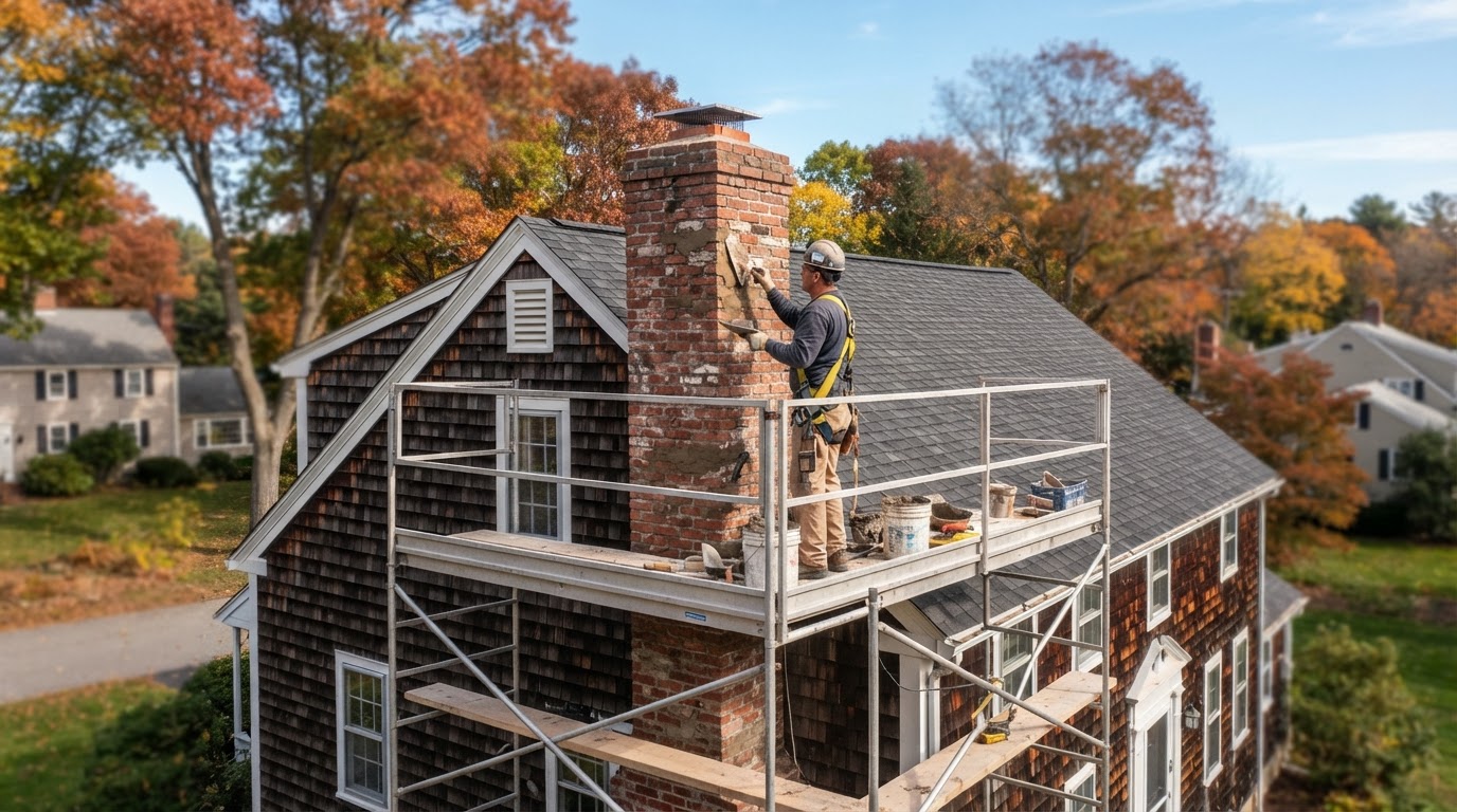 Chimney masonry repair in Milford Massachusetts