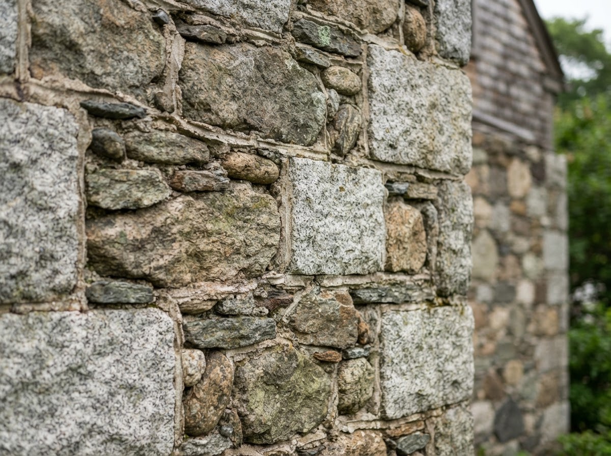 Natural stone masonry detail on a Massachusetts property
