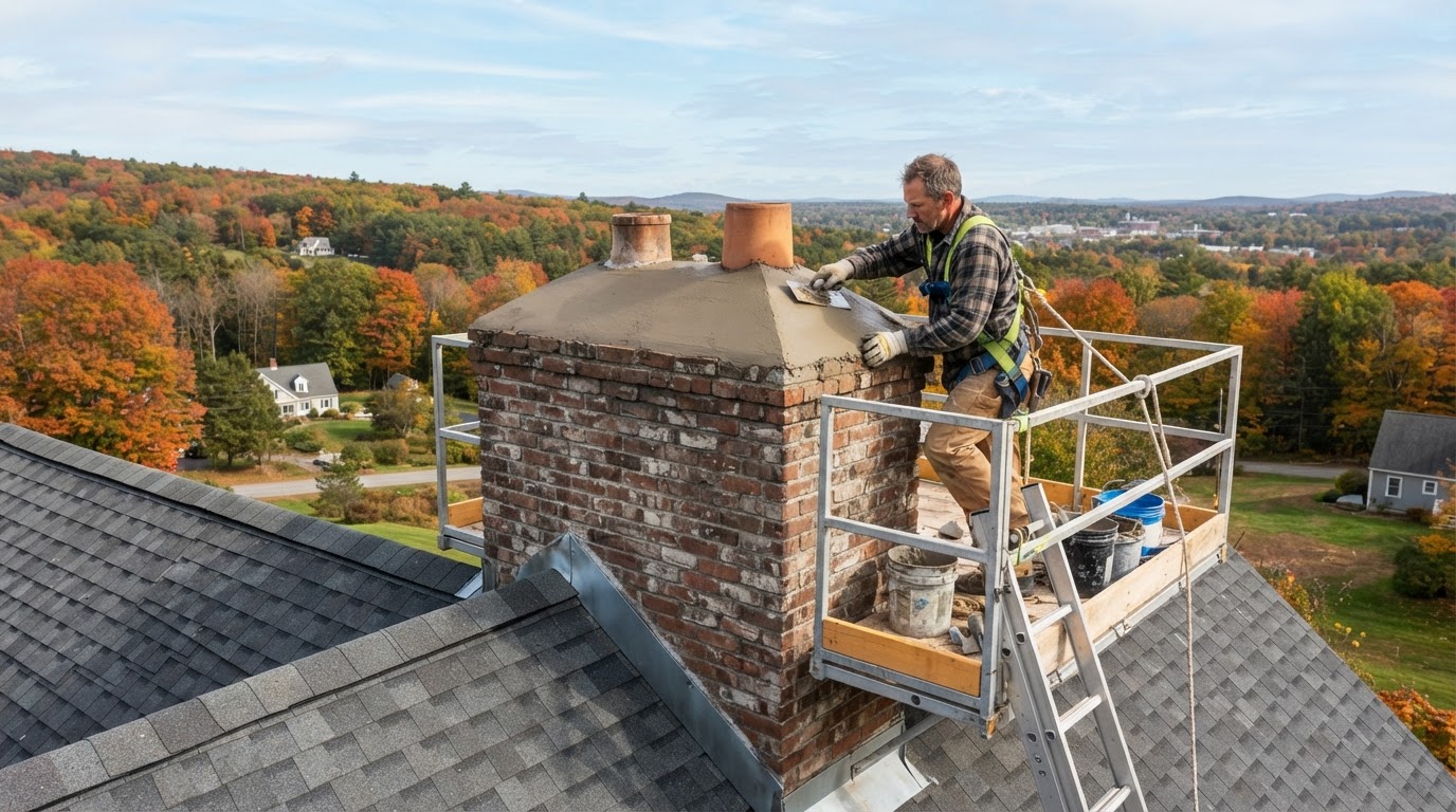 Chimney crown repair in Milford Massachusetts