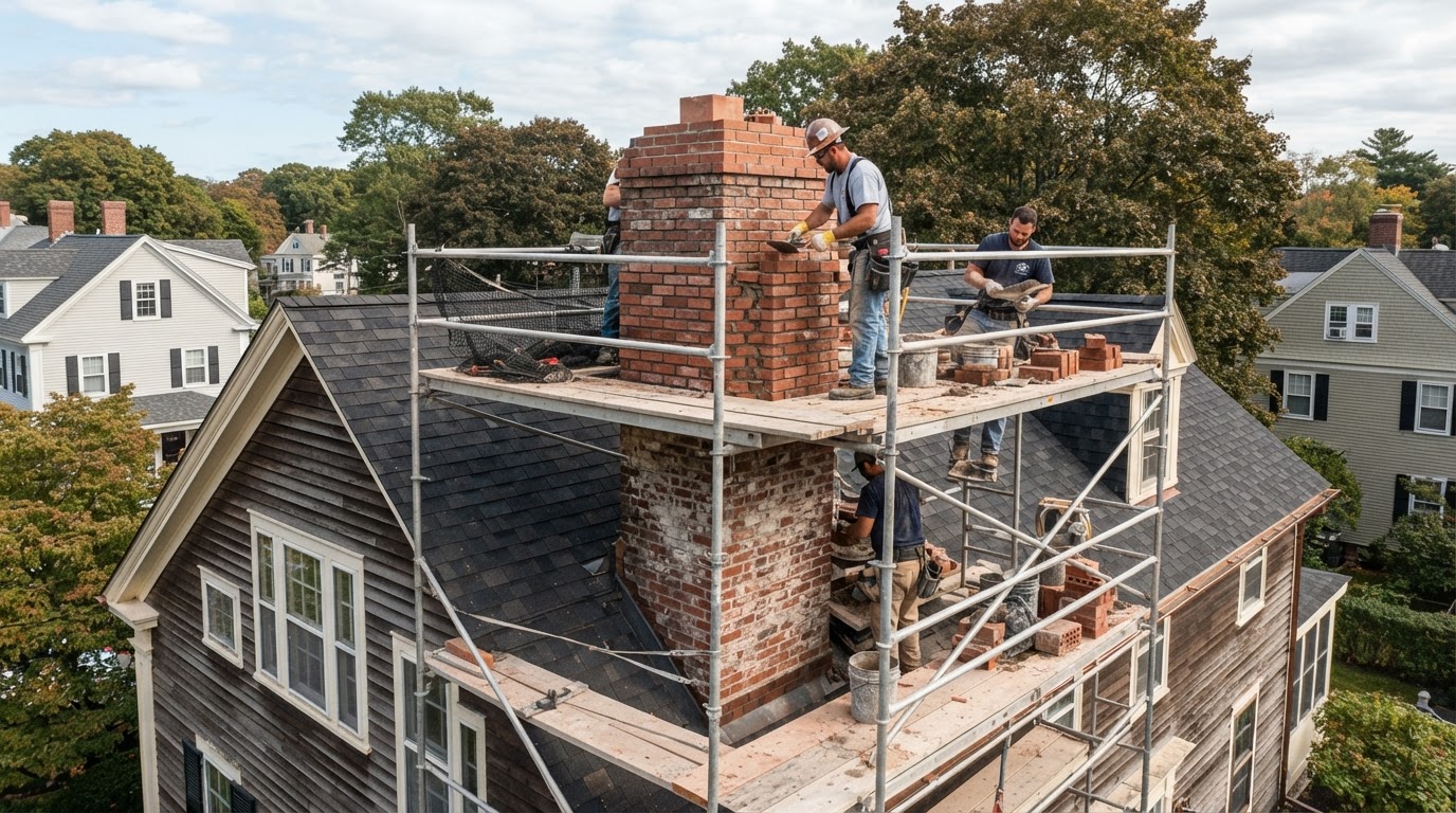 Chimney rebuilding in Milford Massachusetts