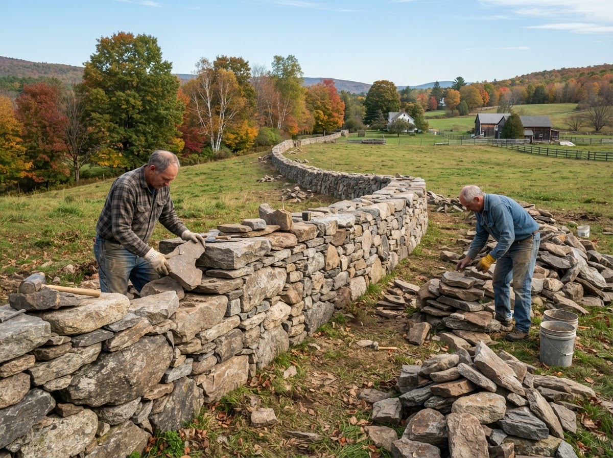 Fieldstone wall in Upton Massachusetts
