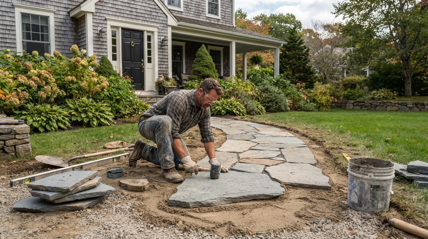 Walkway installation in Milford Massachusetts