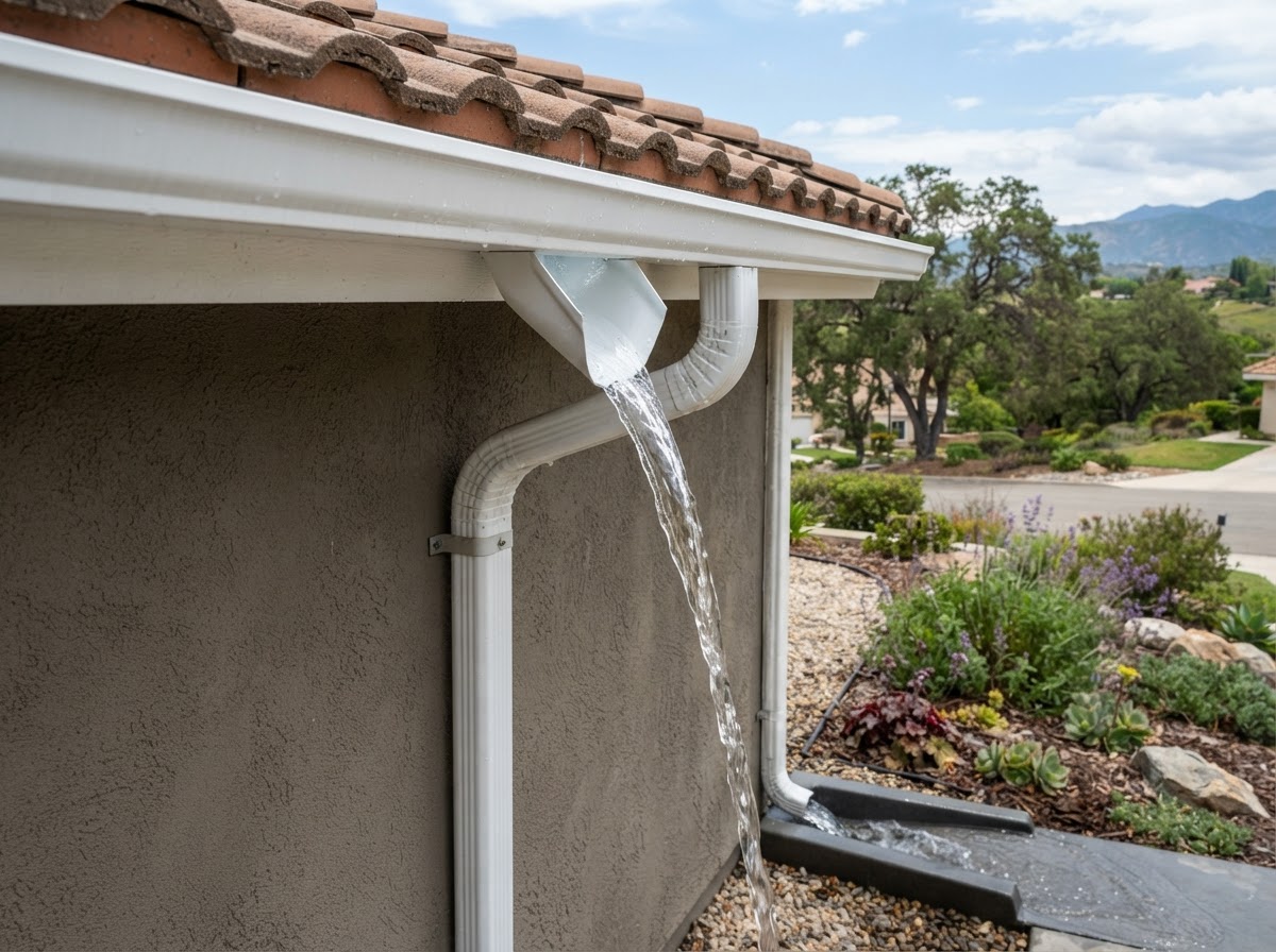 Clean gutter outlet and downspout in Yucaipa CA