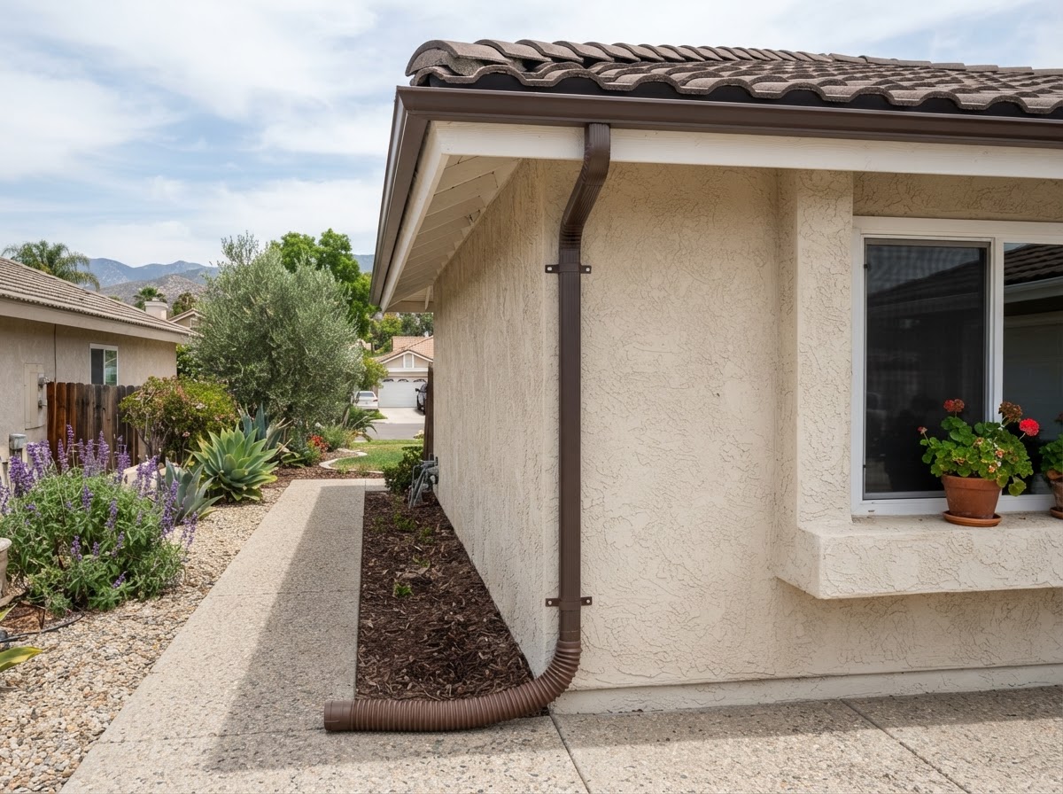 Finished gutter and downspout system in San Jacinto CA