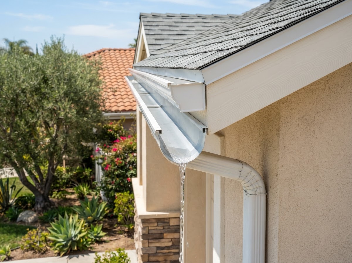 Clean residential gutter and downspout system