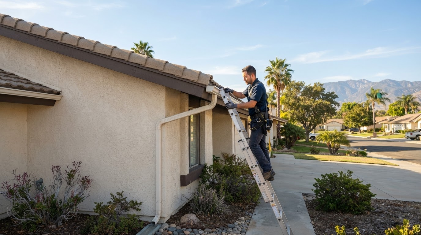 Gutter services for a Hemet California home