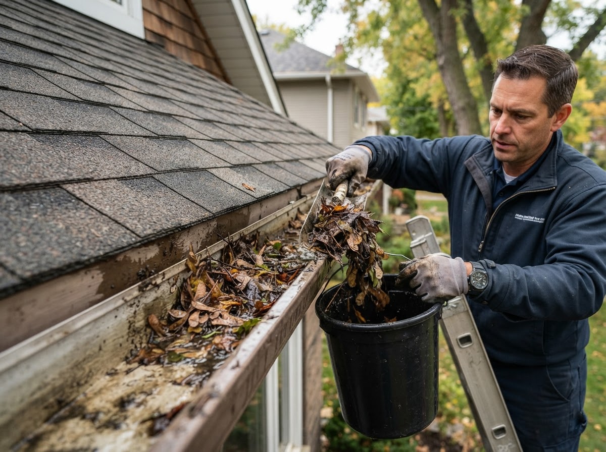 Residential gutter debris removal