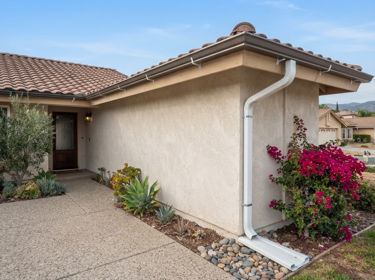 Finished gutter and downspout system in Calimesa CA