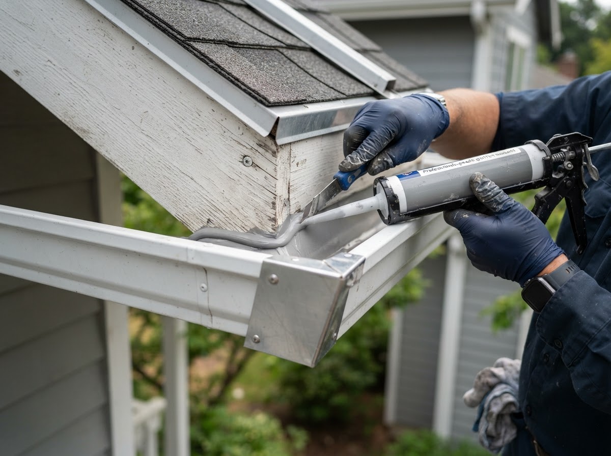 Residential gutter joint repair detail