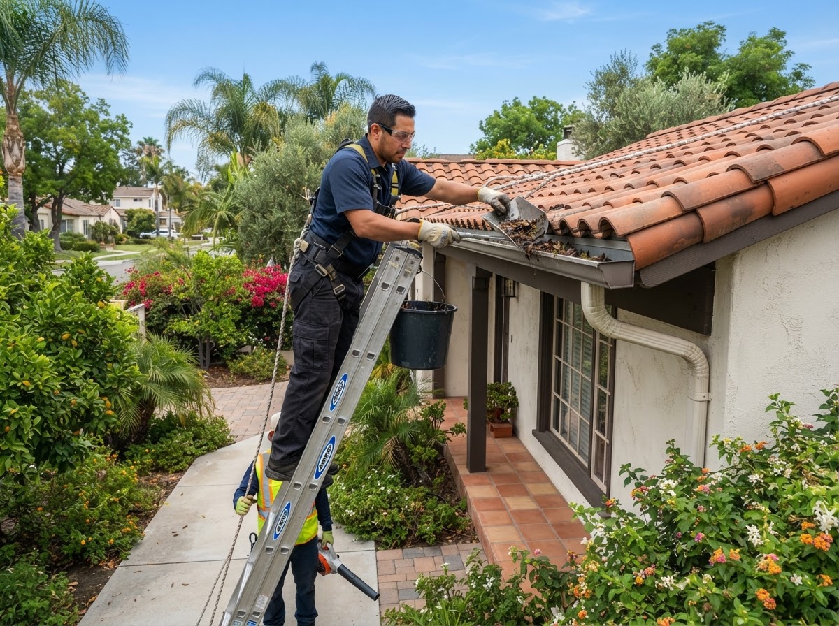 Professional gutter cleaning in Redlands California