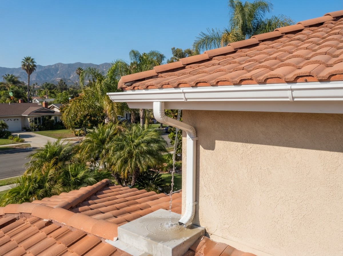 Clean gutter outlet and downspout in Redlands CA